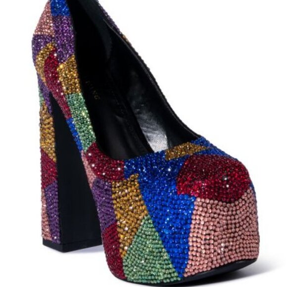 AZALEA WANG " RHINESTONE EMBELLISHED ROYALTY " PUMP  MULTI ( BRAND NEW !!!) - Picture 4 of 7